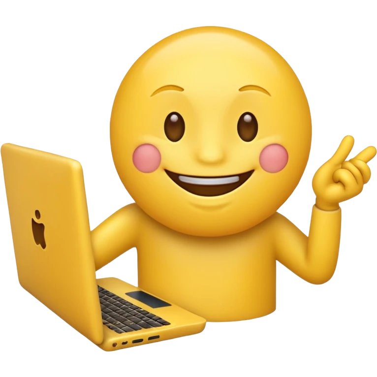 funny emoji with computer in his hands emoji