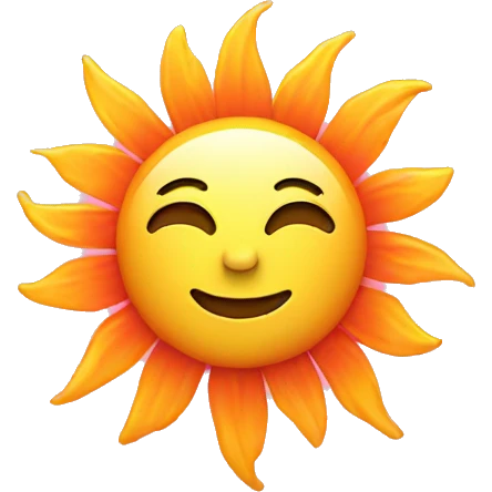 Whimsical pink orange and yellow sun emoji