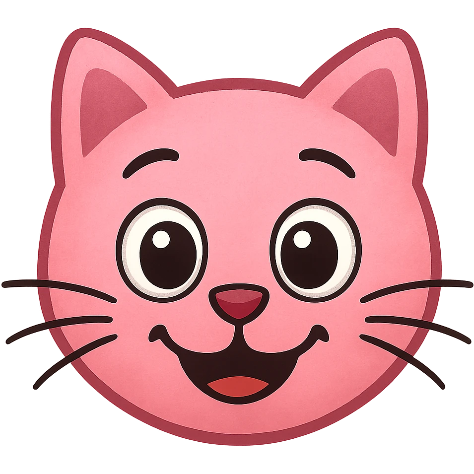 playful and friendly pink cat emoji emoji