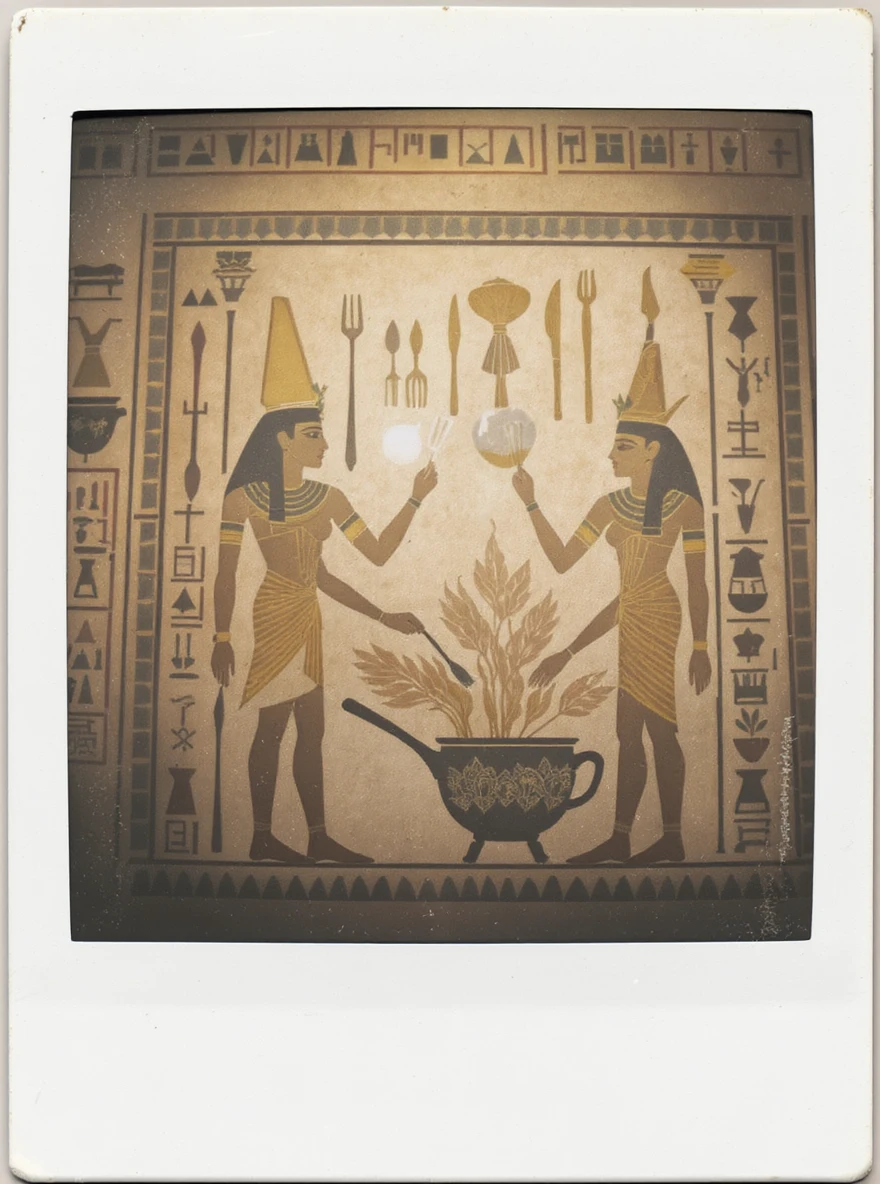 ancient Egyptian cooking scene in hieroglyphic style emoji