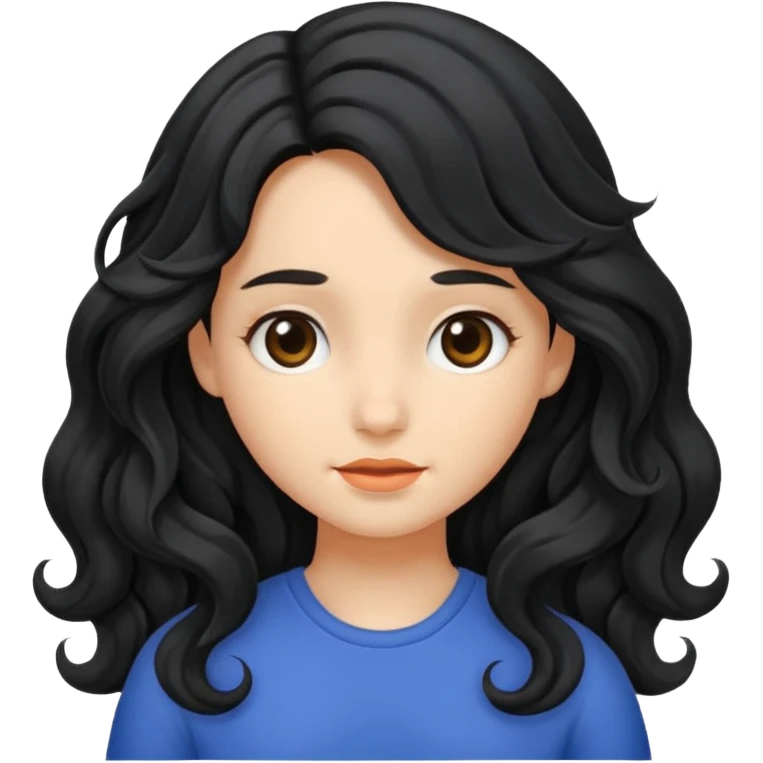 Girl with black wavy not so long hair emoji