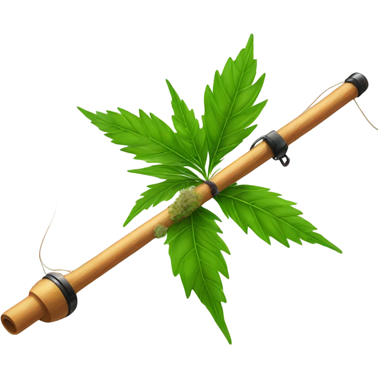 Fishing pole with some weed emoji