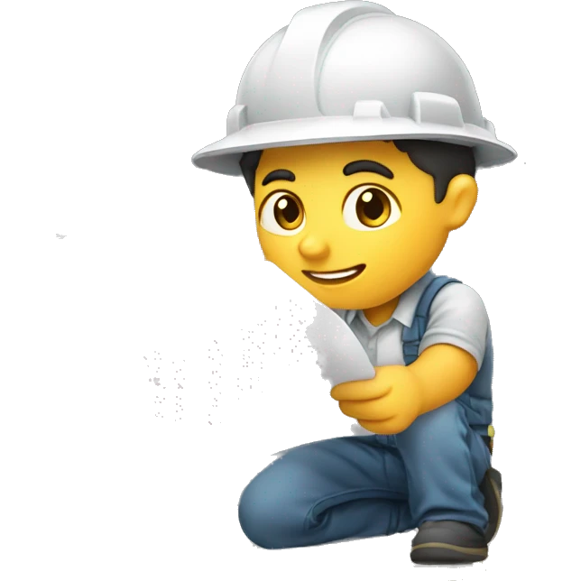 A kid architect in architect clothes drawing a buliding emoji