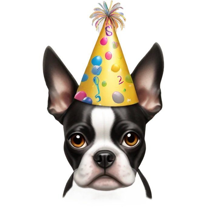 Bostonterrier dog and birthday hat  emoji