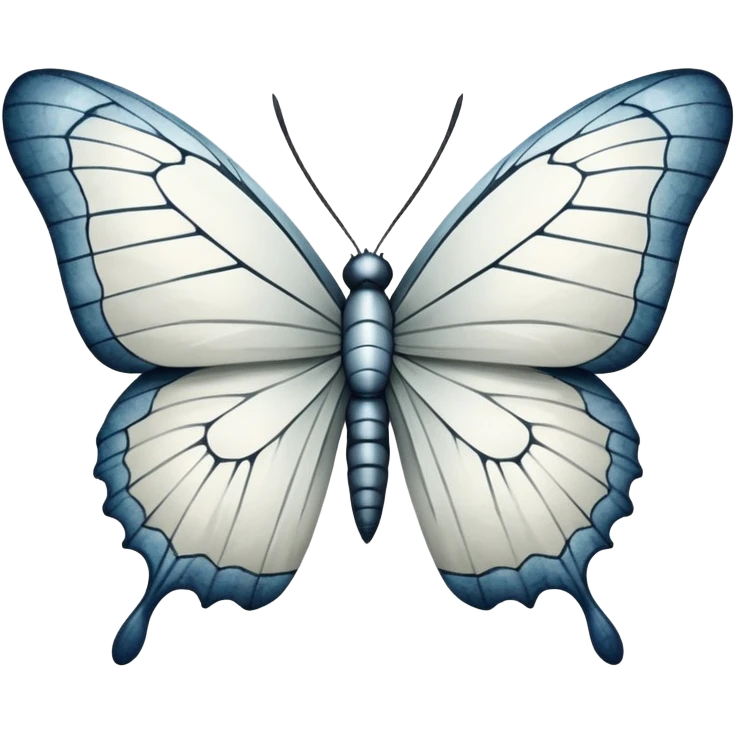 crackled dead non symmetrical white butterfly emoji