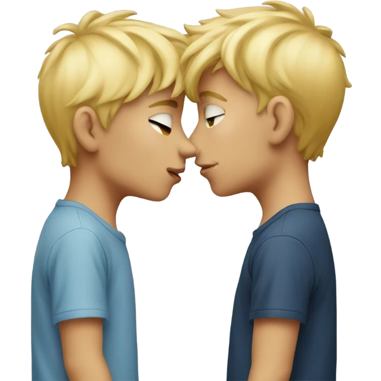 Two blonde boys kissing emoji