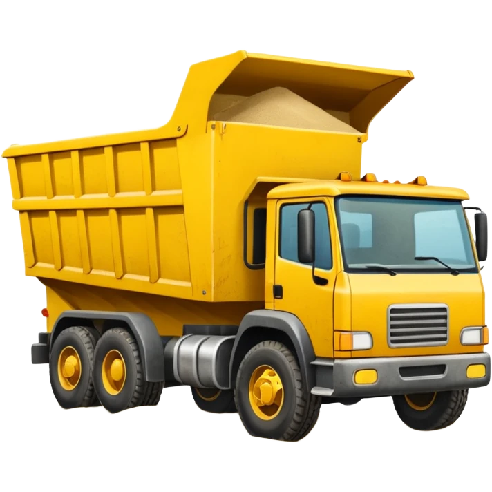Draw a yellow dump truck with an open bed full of sand or gravel. emoji