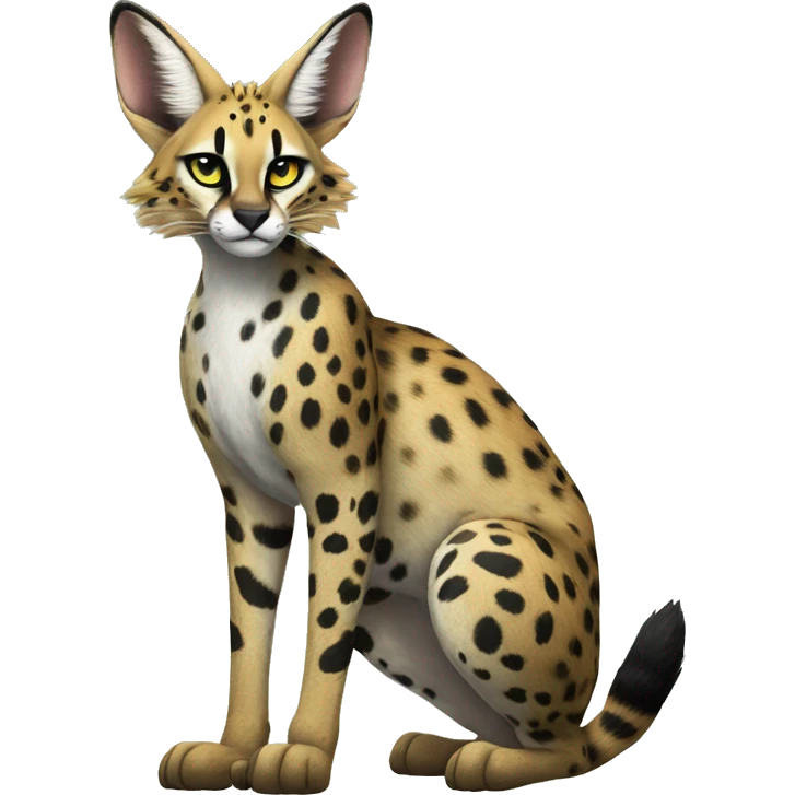 Anthro Epic Edgy Colorful Serval-Vernid-Trico full body emoji