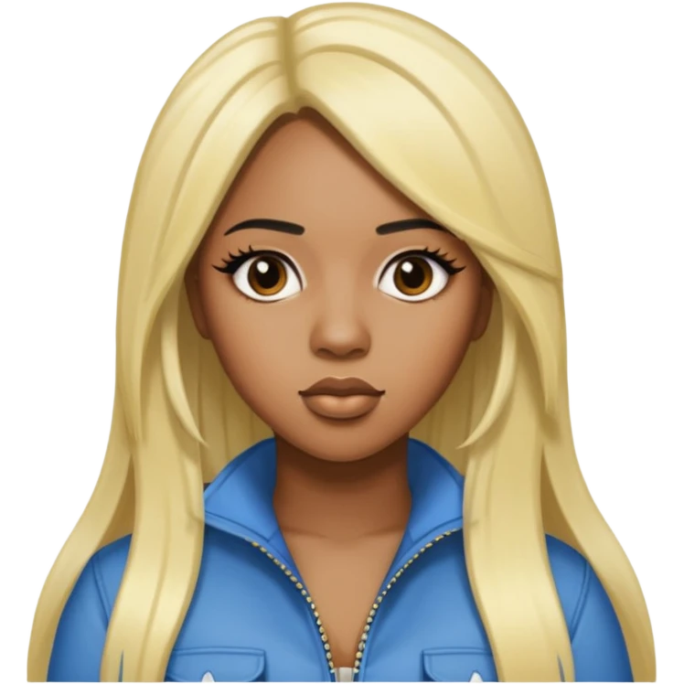 Remy Ma with black long hair with blonde highlights emoji