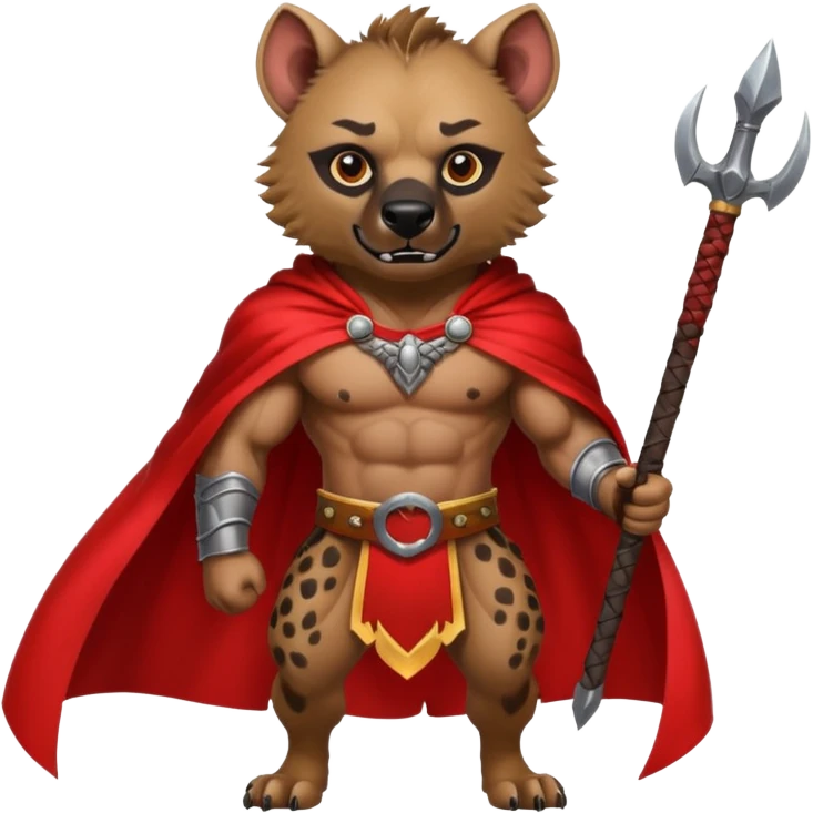 Strong hyena warrior with red cape  emoji