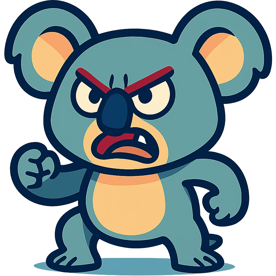 angry koala in vibrant toon style emoji