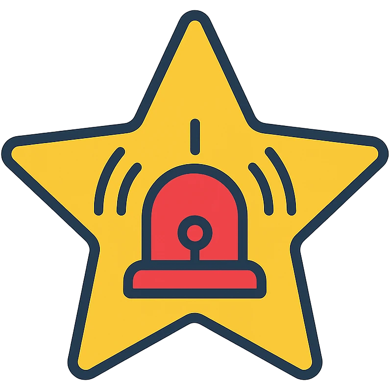 a star with an alarm on it, icon style emoji