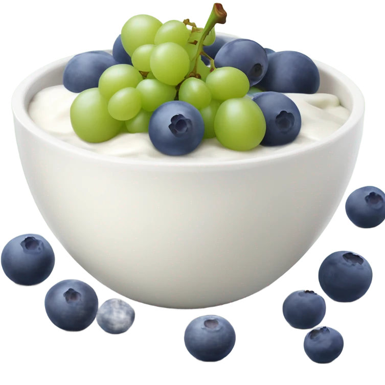 yoghurt bowl with grapes and blueberries emoji