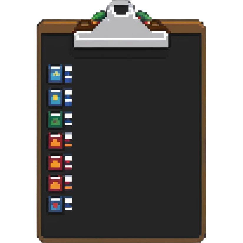 project plan pixel art showing a clipboard and timeline emoji