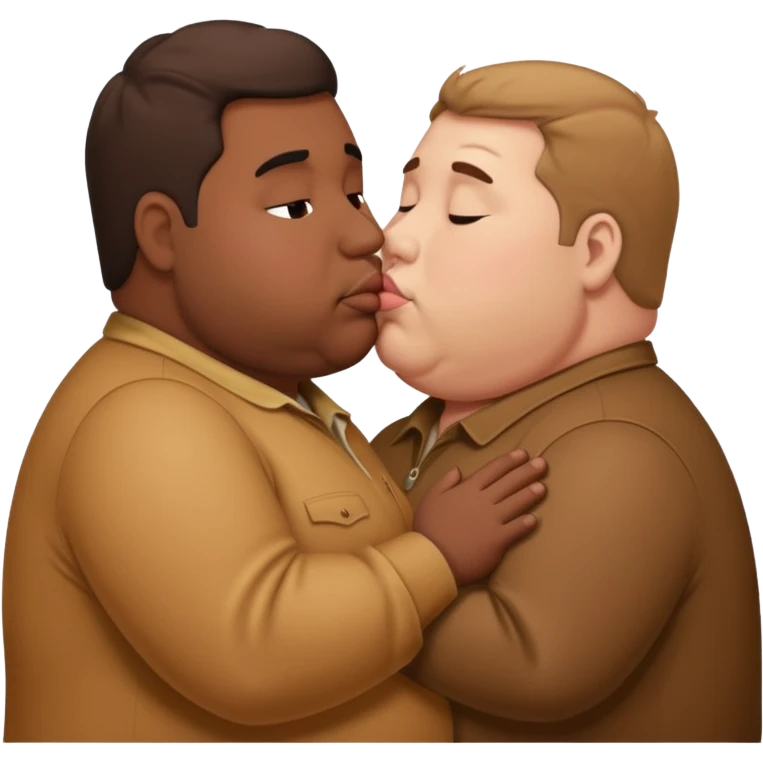 Obese brown man kissing man  emoji