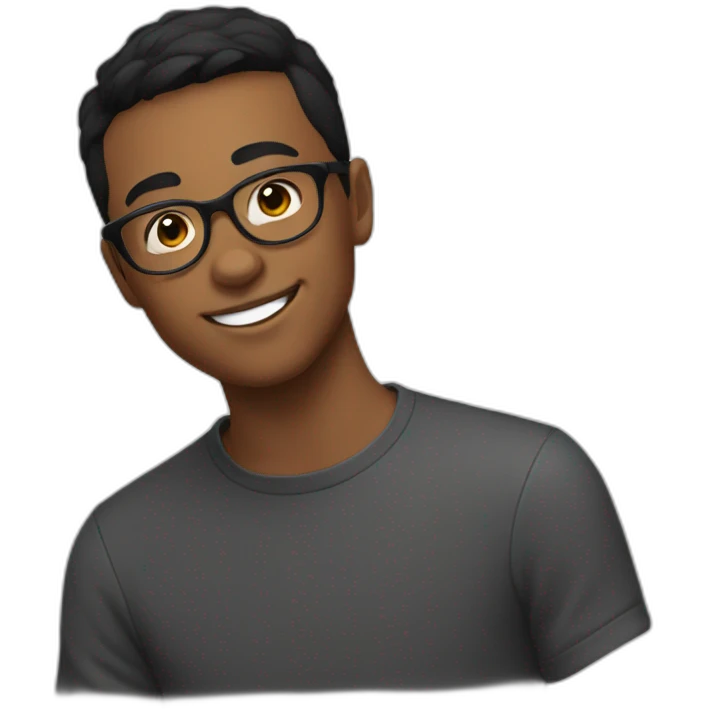 young man with round glasses and black short hair emoji
