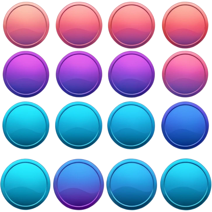 coins  pack in gradient of turquoise, blue, pink, purple, and coral color emoji