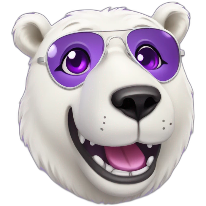 Happy Male Anthro polar bear purple eyes, drinking soda emoji