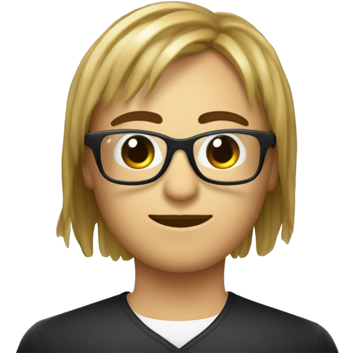 Capelli lunghi,castani con la frangetta occhiali da vista neri  emoji