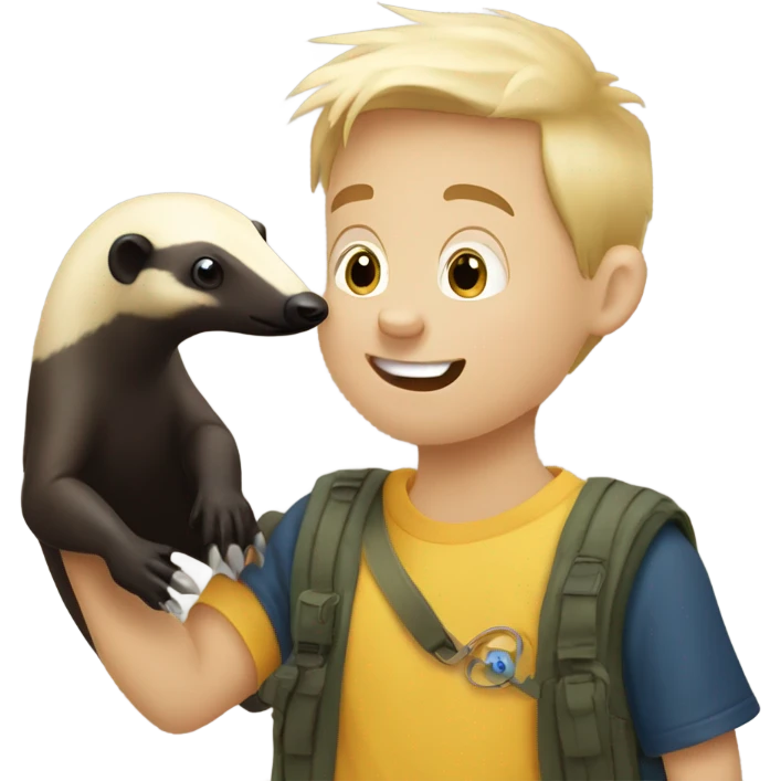A blonde boy stronger a tamadua anteater emoji