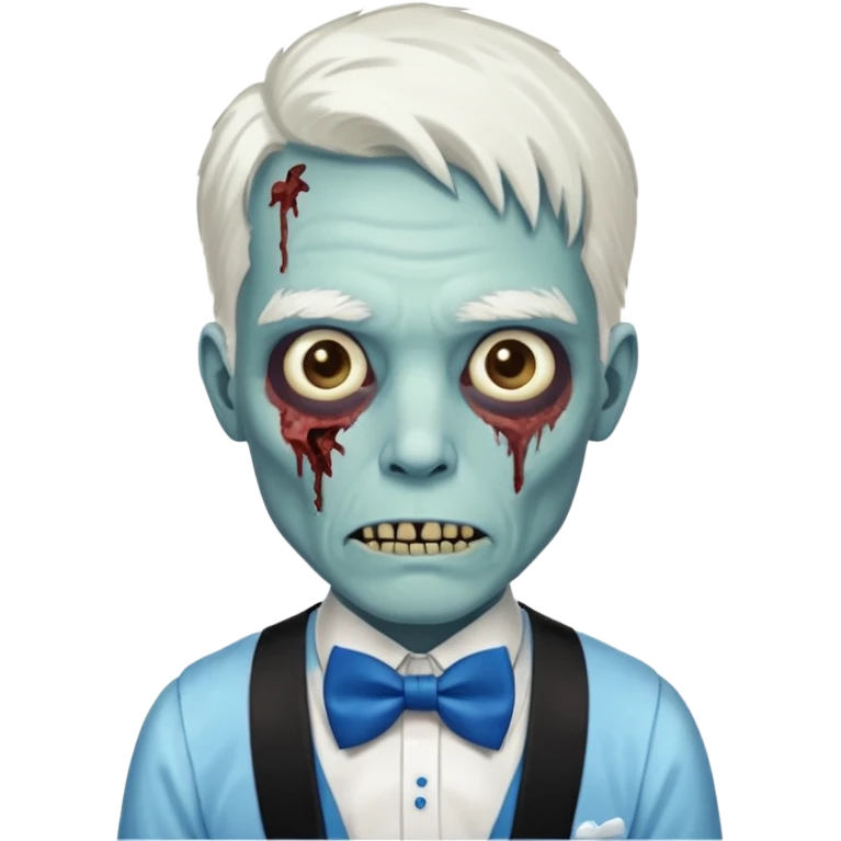 zombie, white hair waiter with blue bow tie emoji