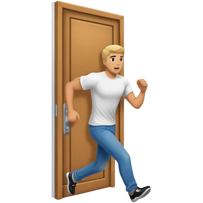 Man running away into a door emoji