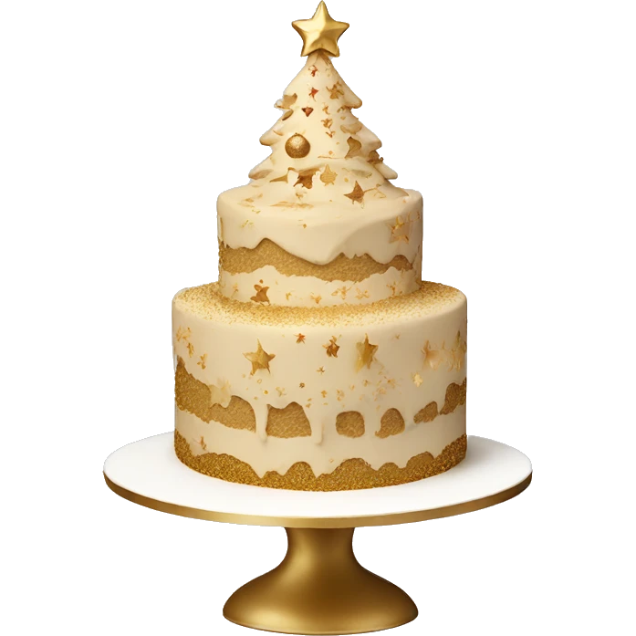 Realistic beige and gold christmas themed layered cake emoji