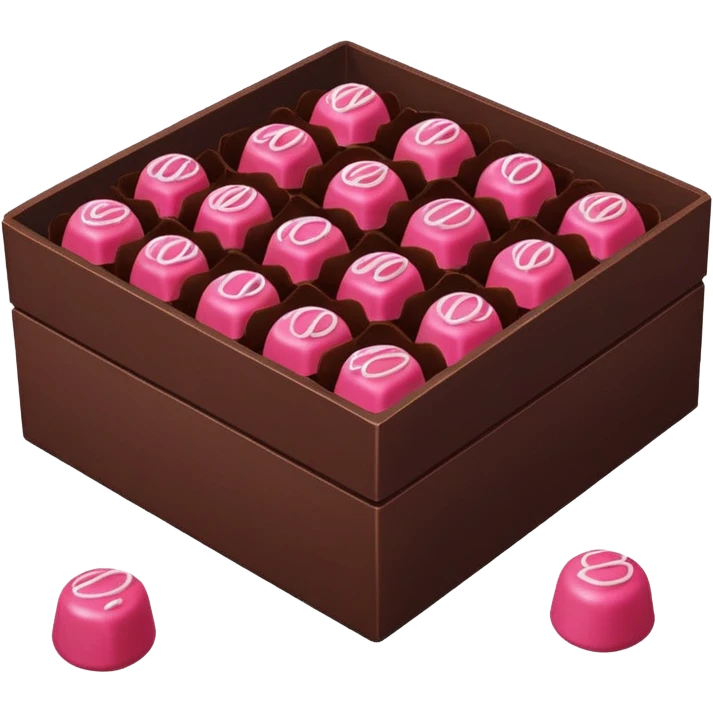 emoji of a Franui box with raspberry chocolate-covered bonbons, vivid colors, appetizing look emoji