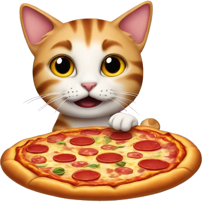 Cat eat the pizza emoji