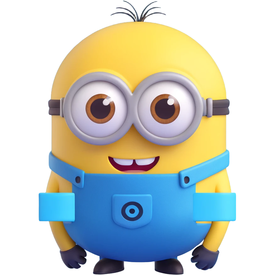 3d sphere with a cute yellow minion face, shy expression emoji