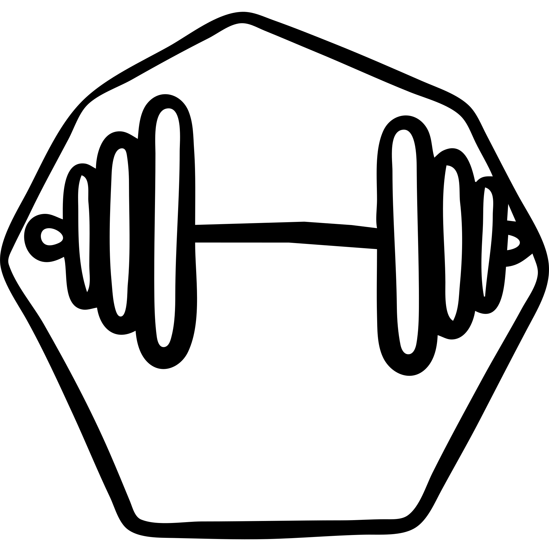 gym icon hexagonal shape hand drawn black outline emoji