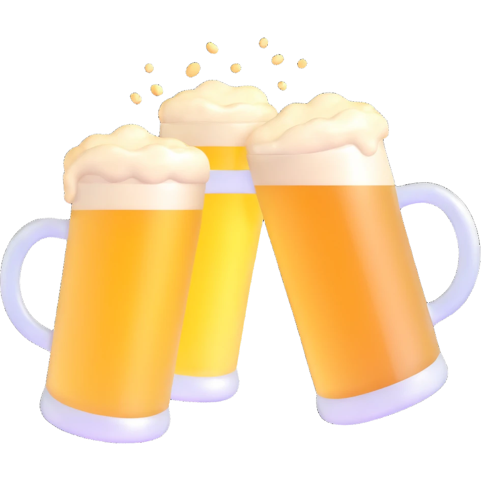 two beer mugs clinking together in a toast emoji