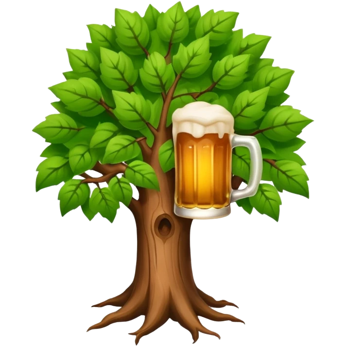 tree holding a beer emoji