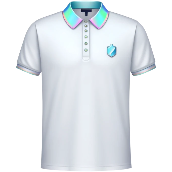futuristic preppy polo shirt with smart fabric and holographic collar emoji
