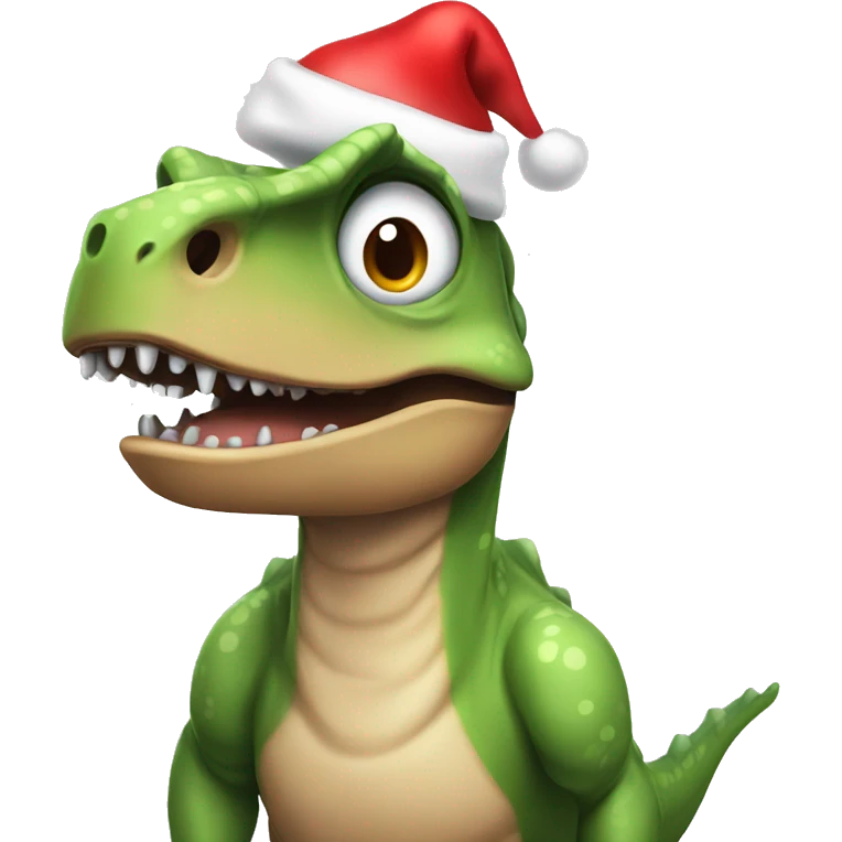 Dinosaurs wearing Santa hat emoji