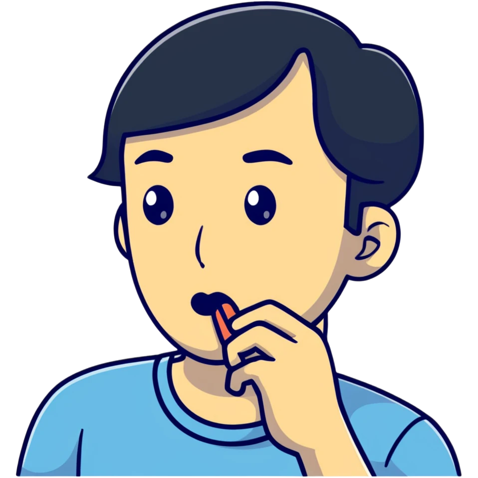 person with finger in mouth, thoughtful expression emoji