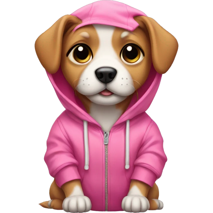 Cute dog with pink hoodie  emoji