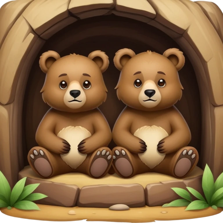 Bears sitting in a den emoji