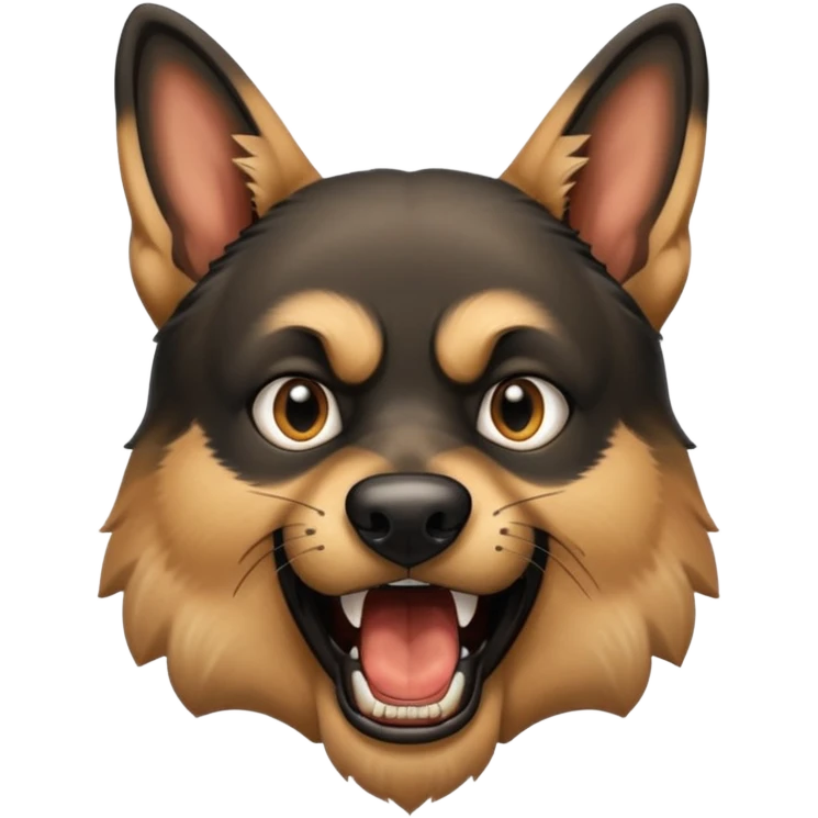 Angry German shepherd head with open mouth emoji