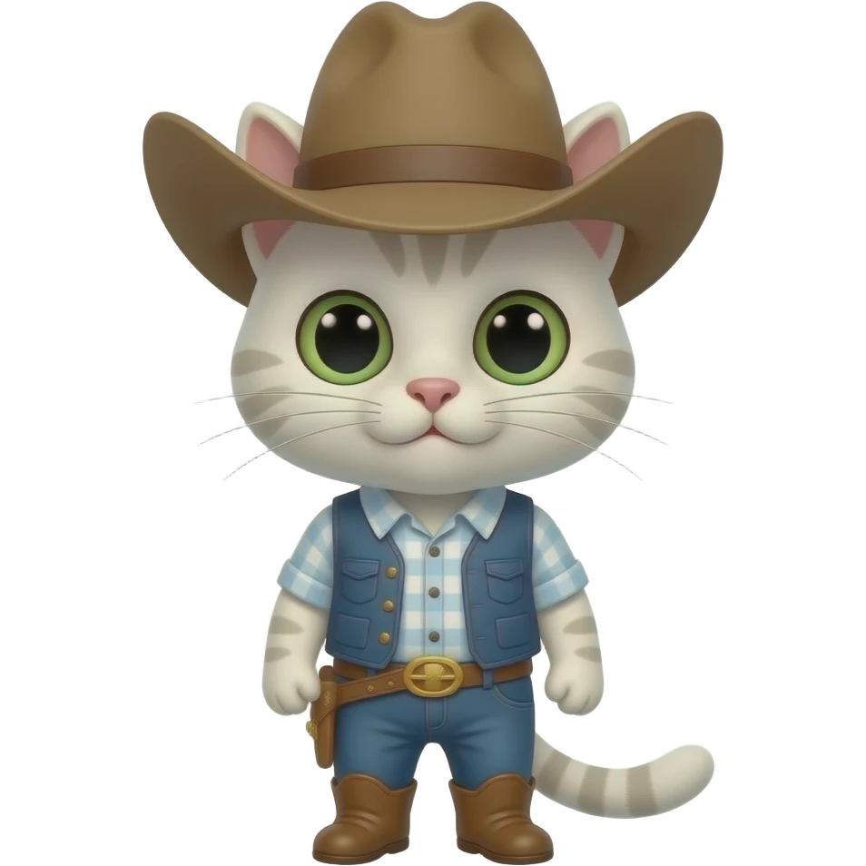 white cowboy cat standing pose front view emoji