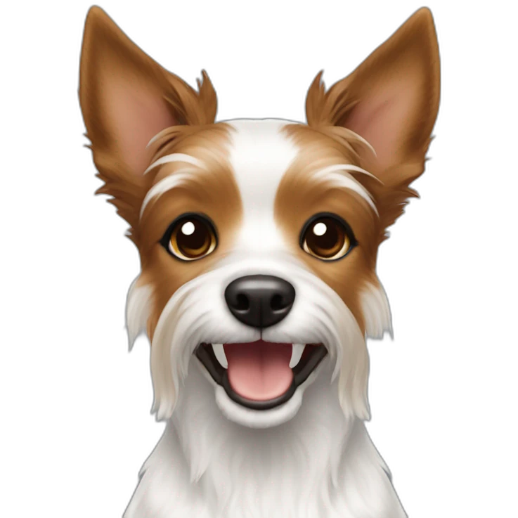 smiling female white and brown toy fox terrier with long fur emoji