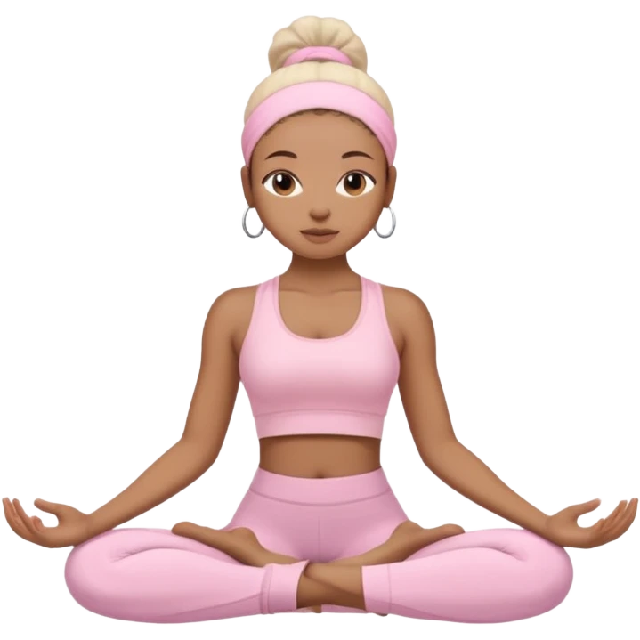 Black yoga girl light pink clothes n emoji