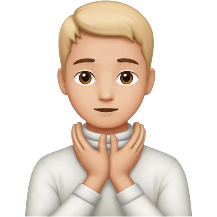 Person with hand crossed and holding neck emoji