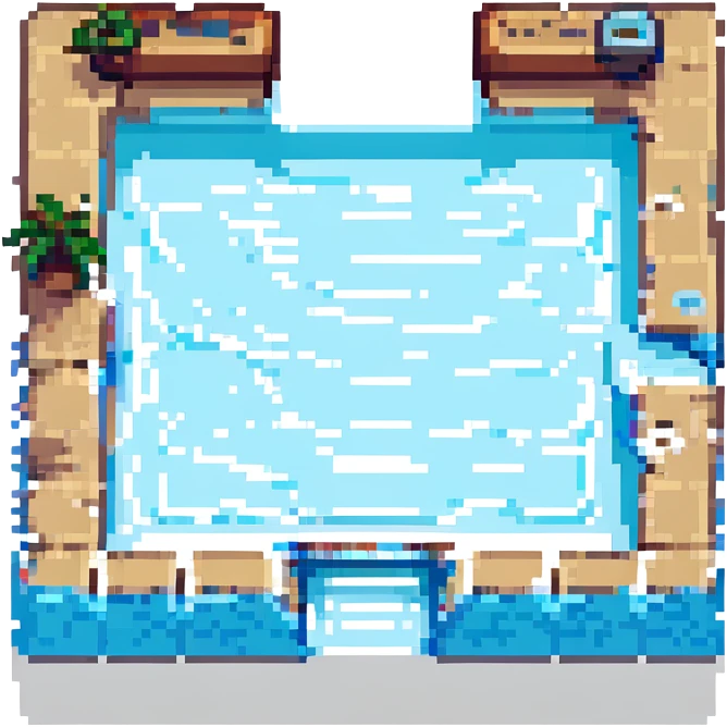 A swimming pool with a swimmer, soft colors, gentle, sporty emoji