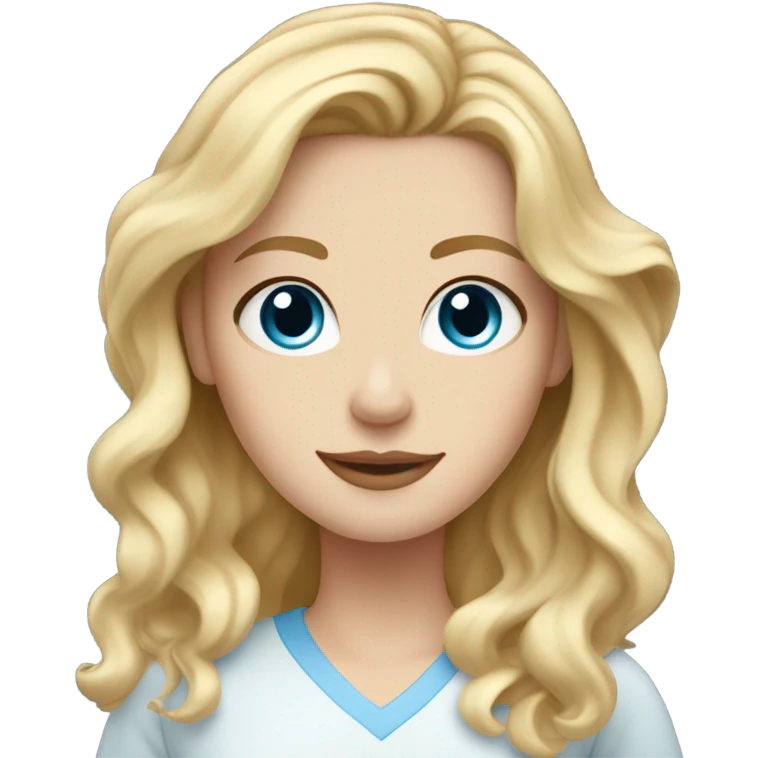 white girl with medium length wavy blonde hair and blue eyes emoji