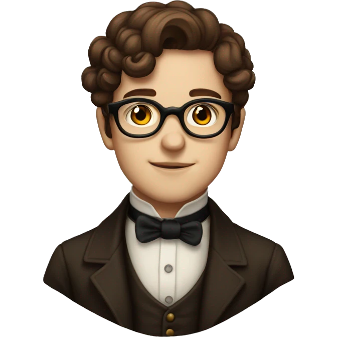 victorian young riest with brown hair and glasses emoji