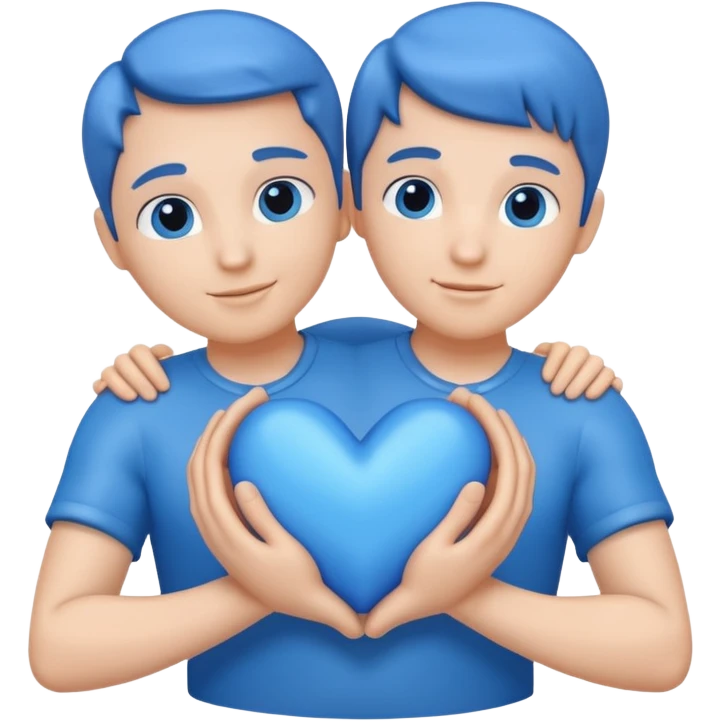 blue heart being embraced by arms emoji