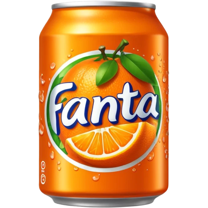 Draw a bright orange Fanta can with the bold logo & fruit graphics. emoji