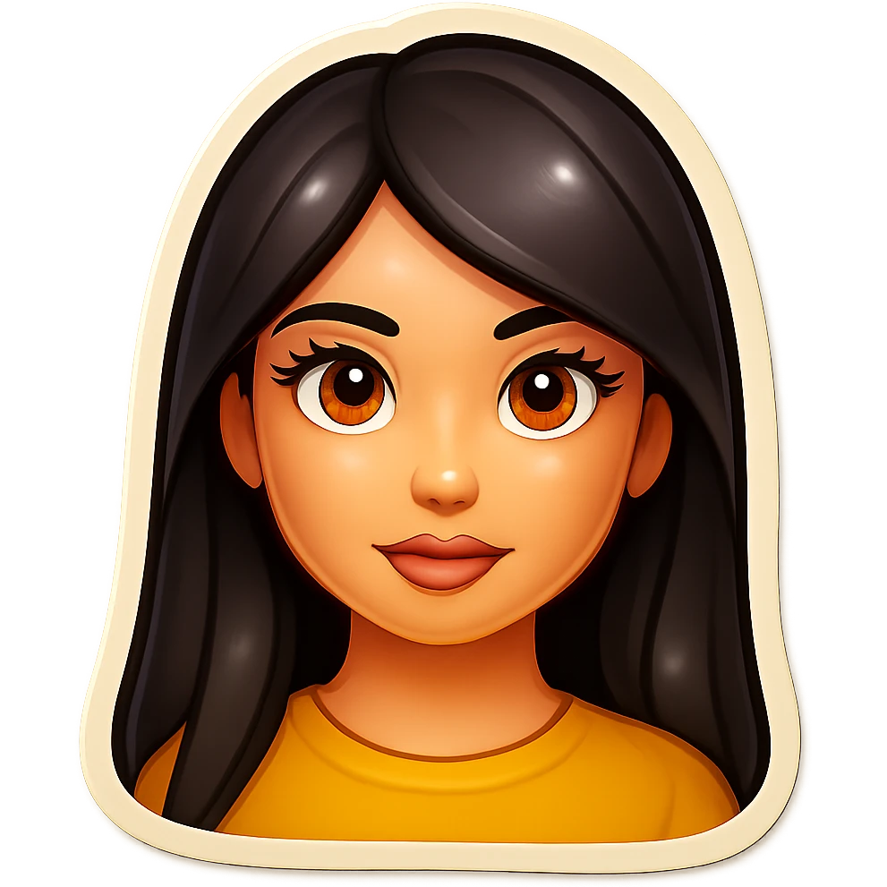 Make the same emoji but with long hair, keep the style and expression, with no background emoji