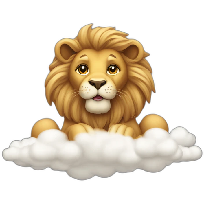 Lion avec un corps de chien sur un nuage emoji